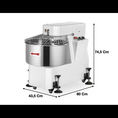 Pétrin à spirale avec tête fixe 1 vitesse 30 L